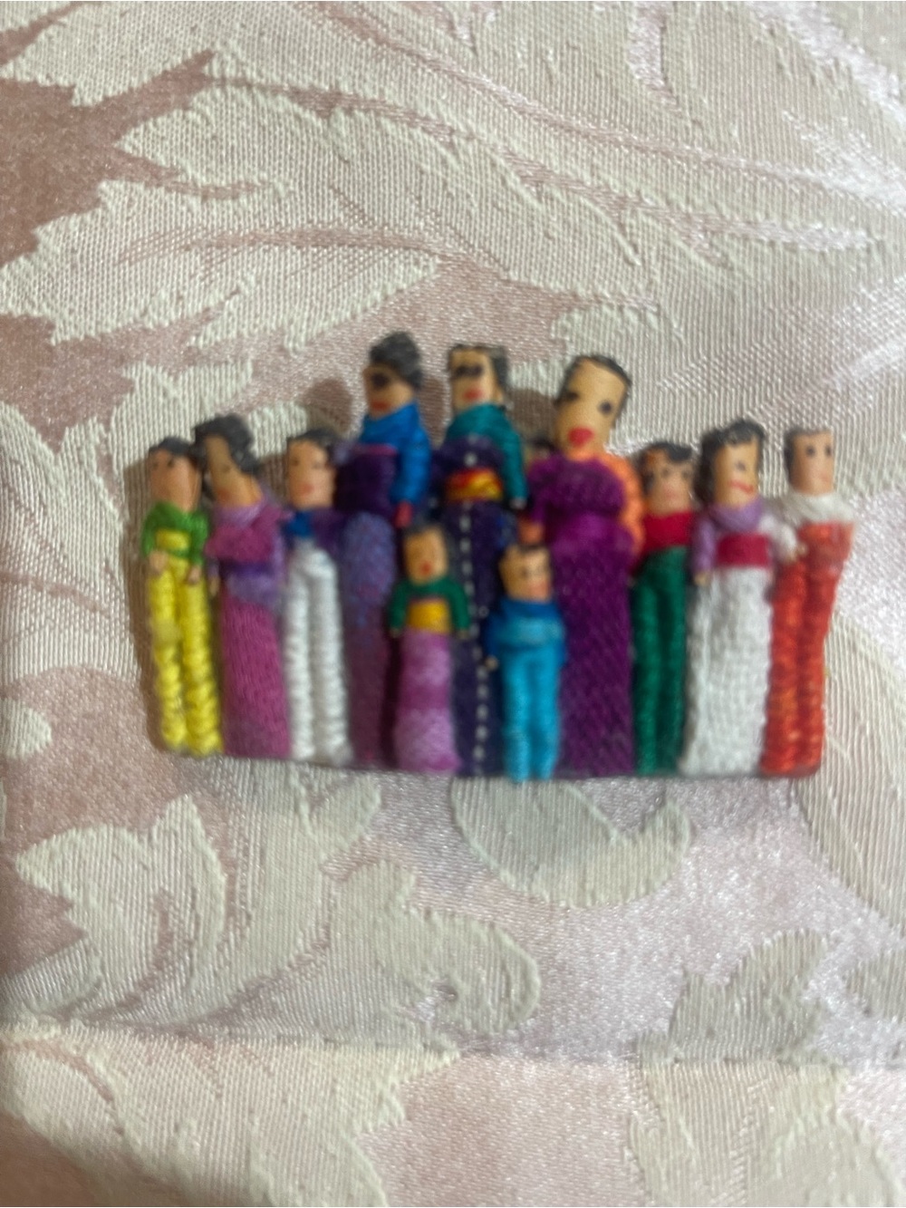Handmade Worry Dolls Rowed in Colorful Textiles